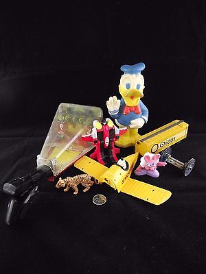 COLLECTION OF VINTAGE TOYS ARCADE GAME DONALD DUCK TRANSFORMERS TRAIN CAR ETC