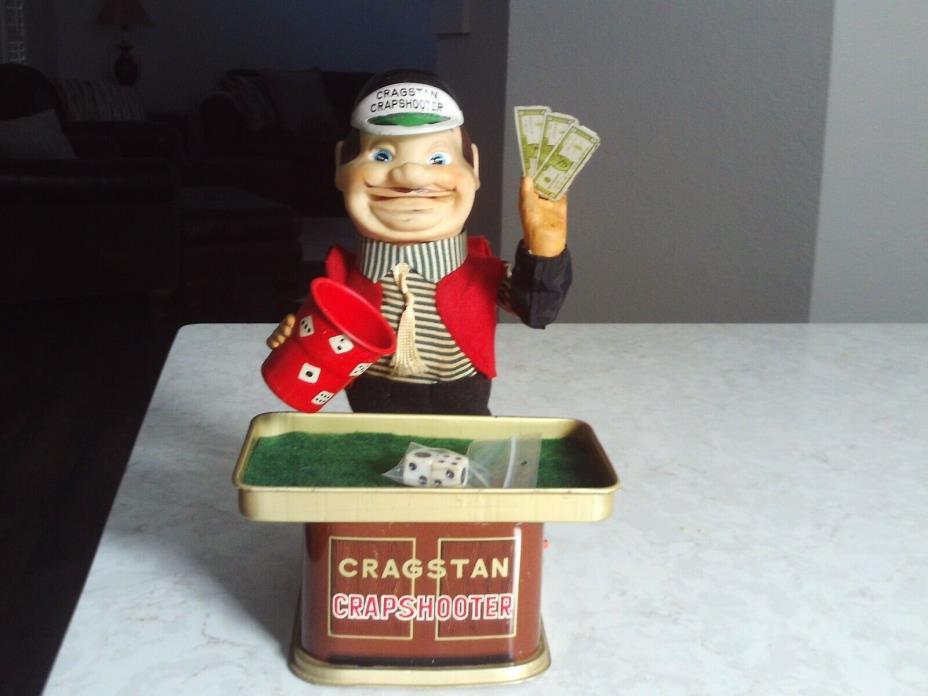 Vintage toy tin Cragstan Crapshooter battery operated, working