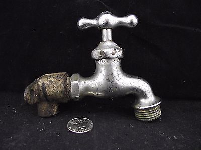ANTIQUE METAL WATER TAP WITH TWIST HANDLE AND WALL ATTACHMENT W SCREWS