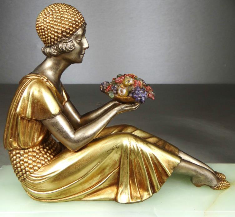 Original Art Deco Fonte D'art woman goat sculpture signed DH CHIPARUS 1930s