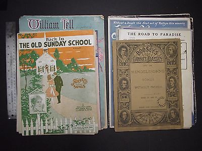 ANTIQUE ASSORTED SHEET MUSIC MEDELLSSOHN ROAD TO PARADISE OVERTURE ROSSINI