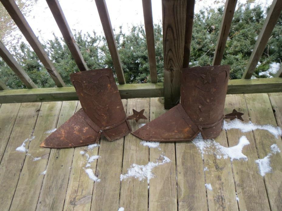 Art Deco Pair of Metal Cowboy Boots with Spurs for Wall Hanging !