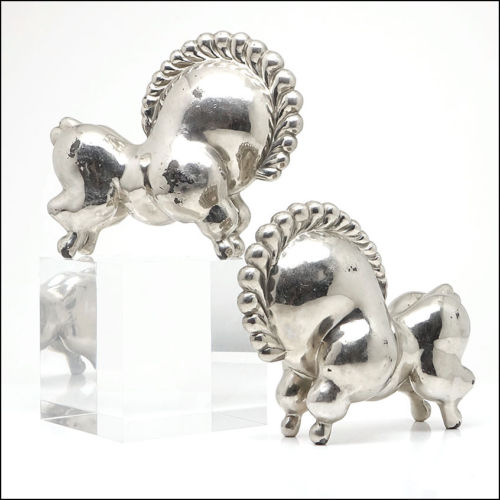 1927 Art Deco Russel Wright Libbiloo Circus Horse Nickel Plated Bookends~Pair
