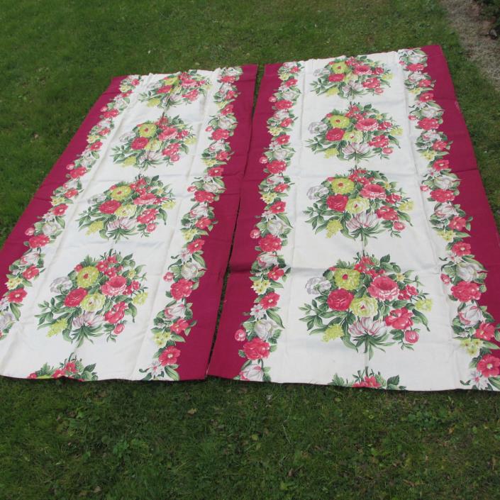 Elegant c1920-30s Art Deco Curtain Panels with Floral Motif