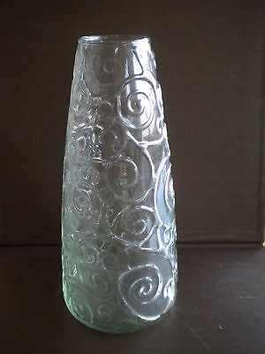 Spiral Optic Vase Art Deco  Original Pressed Glass Unkown Maker