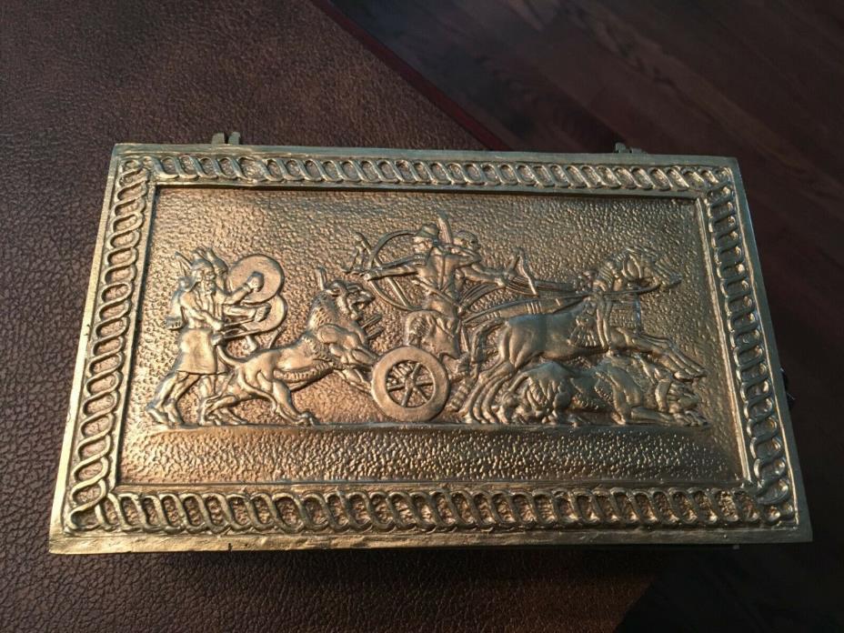 Vintage bronze dresser box chariot design signed M. Le Verrier