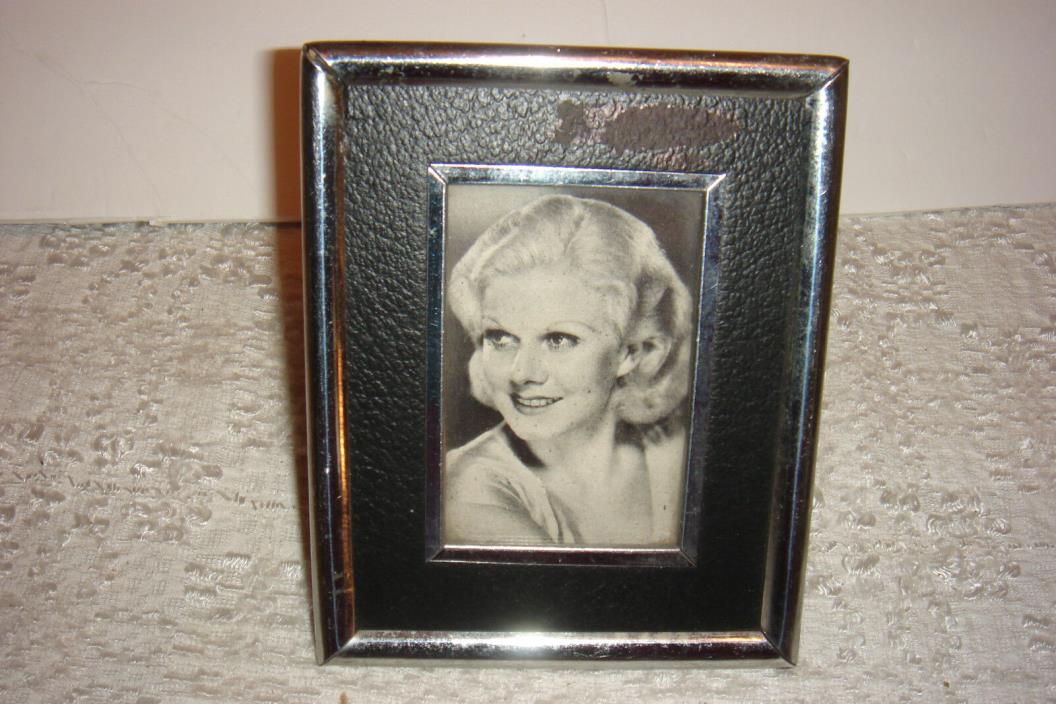 Very VTG Art Deco Chrome & Cardboard Picture Frame Display Decor AS IS Miniature