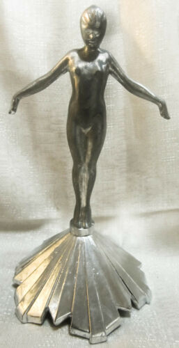 Frankart nymph w/arms out on base art deco figurine 11