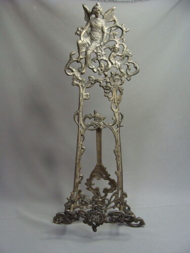 French Art Nouveau Ornate Display Easel with A Fairy and Flowers
