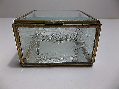 Vintage Art Nouveau Beveled Etched Glass Trinket Box
