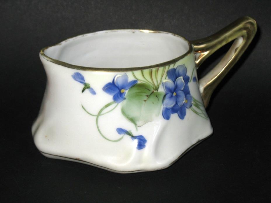 Vintage ART NOUVEAU CREAMER With Hand Painted Violets GOLD HANDLE Really Nice!