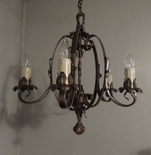 Vintage Chandelier 5 Light Fixture 1920s fixture Moe Bridges