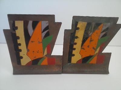 Craftsman Studios Arts & Craft Copper Bookends Hand Made Painted Anvil Logo