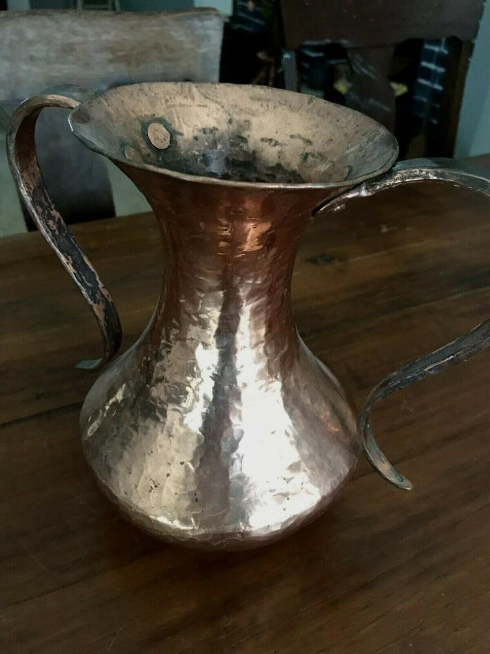 Fine Arts & Crafts Hand Hammered Heavy Copper Table Floor Large Vase Pot (7)