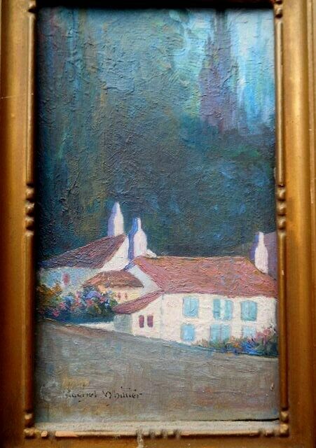 LITTLE GEM Arts & Crafts Style Painting Signed Rachel Whittier Foster Bros Frame