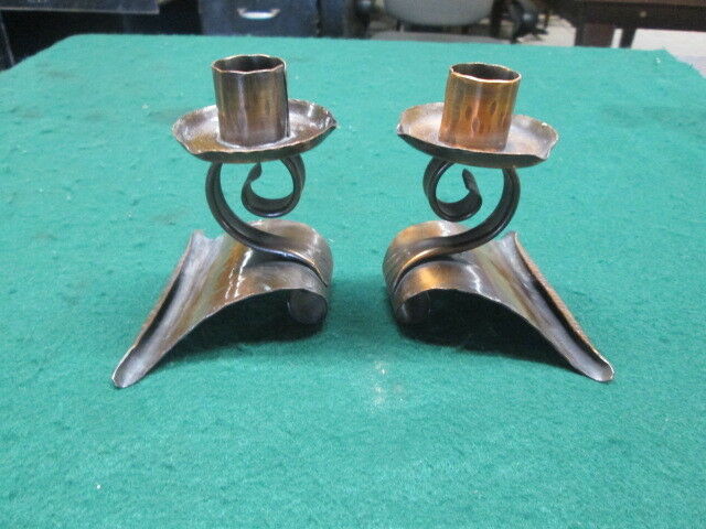 Craftsman Studios 749 Pair Of Candlesticks Arts And Crafts Mission Hammered