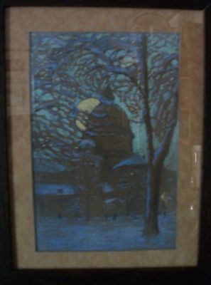 arts and crafts frame with 1920's painting by Lorna Lomer Macaulay