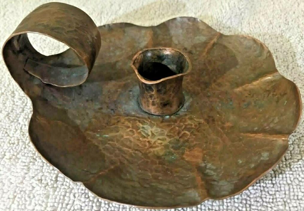 Vintage,Antique Arts&Crafts Candle holder Hand Hammered Copper 5.5x2''