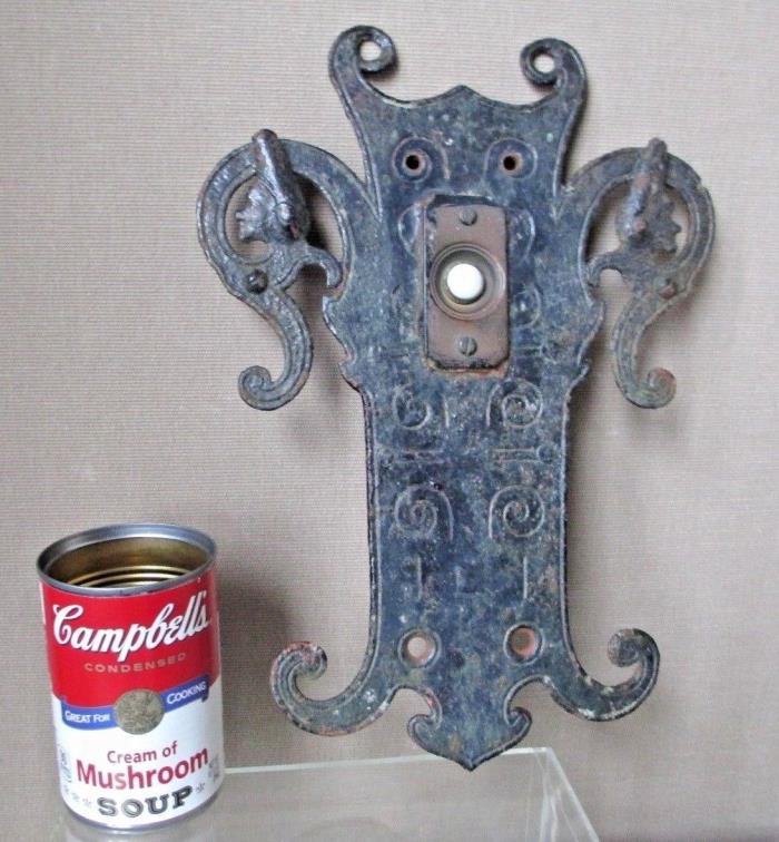 rare ARTS and CRAFTS iron work DOOR BELL mission LARGE SIZE