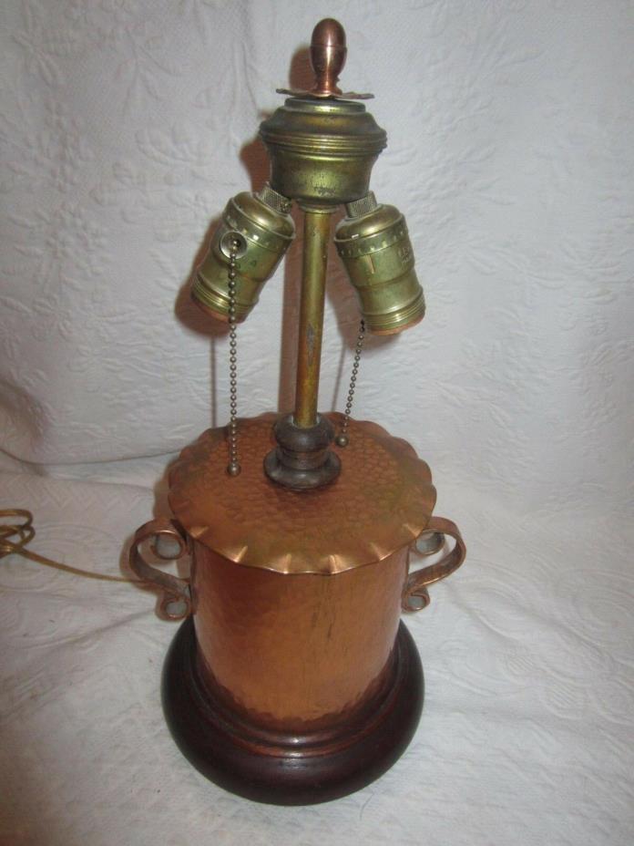 Arts and Crafts Hammered Copper Lamp with Copper finial - 1950's