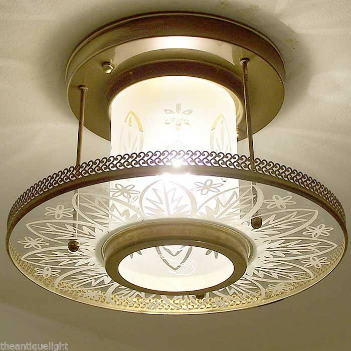 528 Vintage 50s 60s Ceiling Light Lamp Fixture  Virden MidCentury Retro 1 of 2