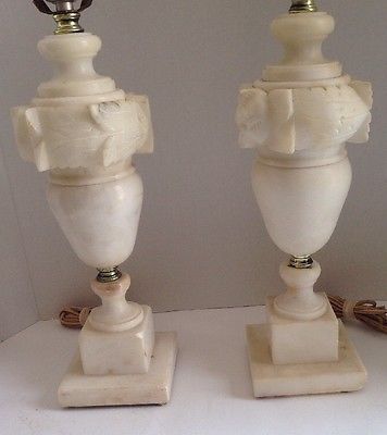 HOLLYWOOD REGENCY alabaster ? marble URN lamps MID CENTURY neo clissical VINTAGE