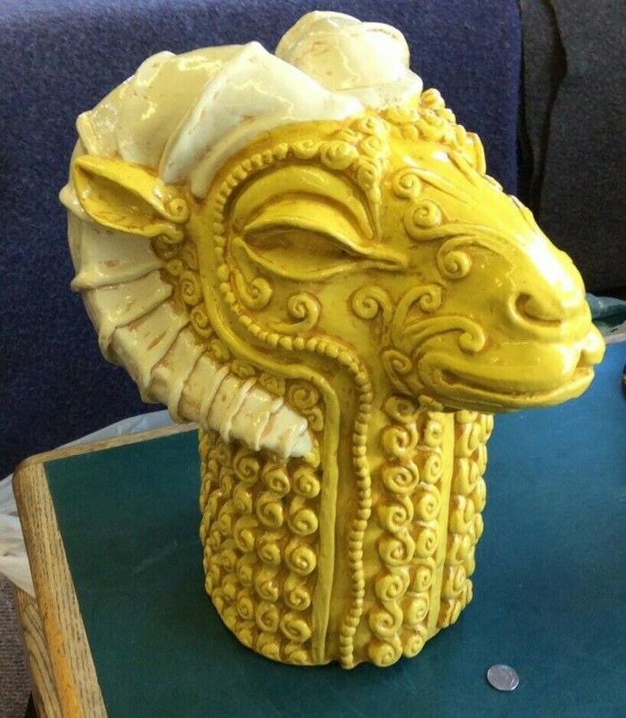 Large Mid Century Jaru Of California Pottery Ram’s Head Sculpture Very 60’s  jna