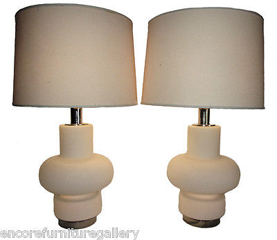 1018-601: Pair - Italian Frosted Glass & Chrome Lamps Bobo Piccoli for Laurel