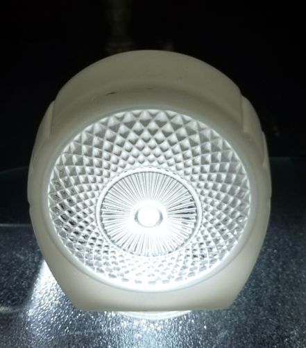 ??Vintage Mid Century White Clear Glass Bathroom Porch Kitchen Sconce Shade