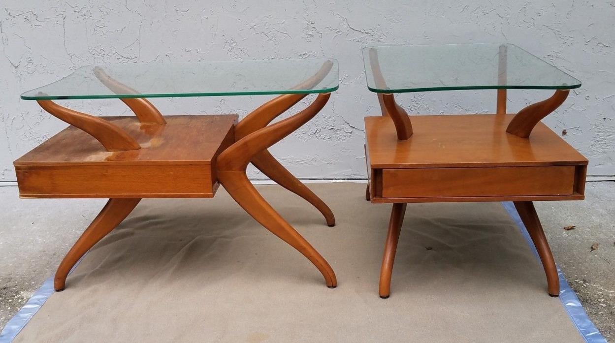 Mid Century Modern Unusual Spider leg End Tables Unknown maker for restoration