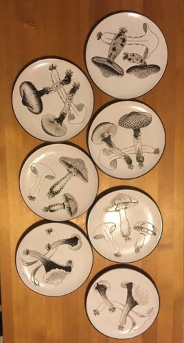 Ernestine Salerno For Neiman Marcus Plates With Mushrooms Set Of 7