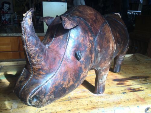 1960’s Leather Rhino Rhinoceros Footstool By Omersa For Abercrombie Fitch
