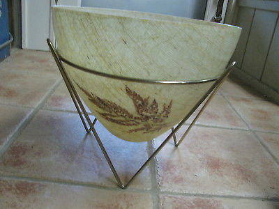Mid Century Atomic Kimball Bullet Fiberglass Planter Iron Tripod 1950-1960's