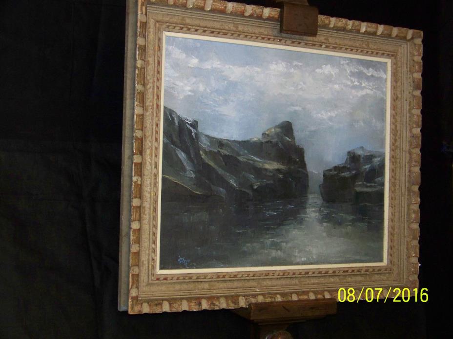 Original Oil On Canvas Seascape Mid Century Painting Artist Signed
