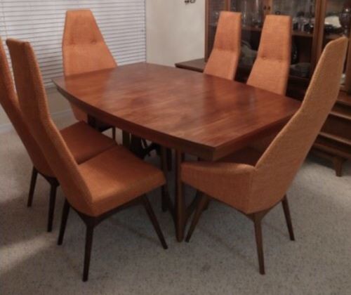 MCM Adrian Pearsall Tall Back Chairs Orange With A Brazilian Dining Table Retro