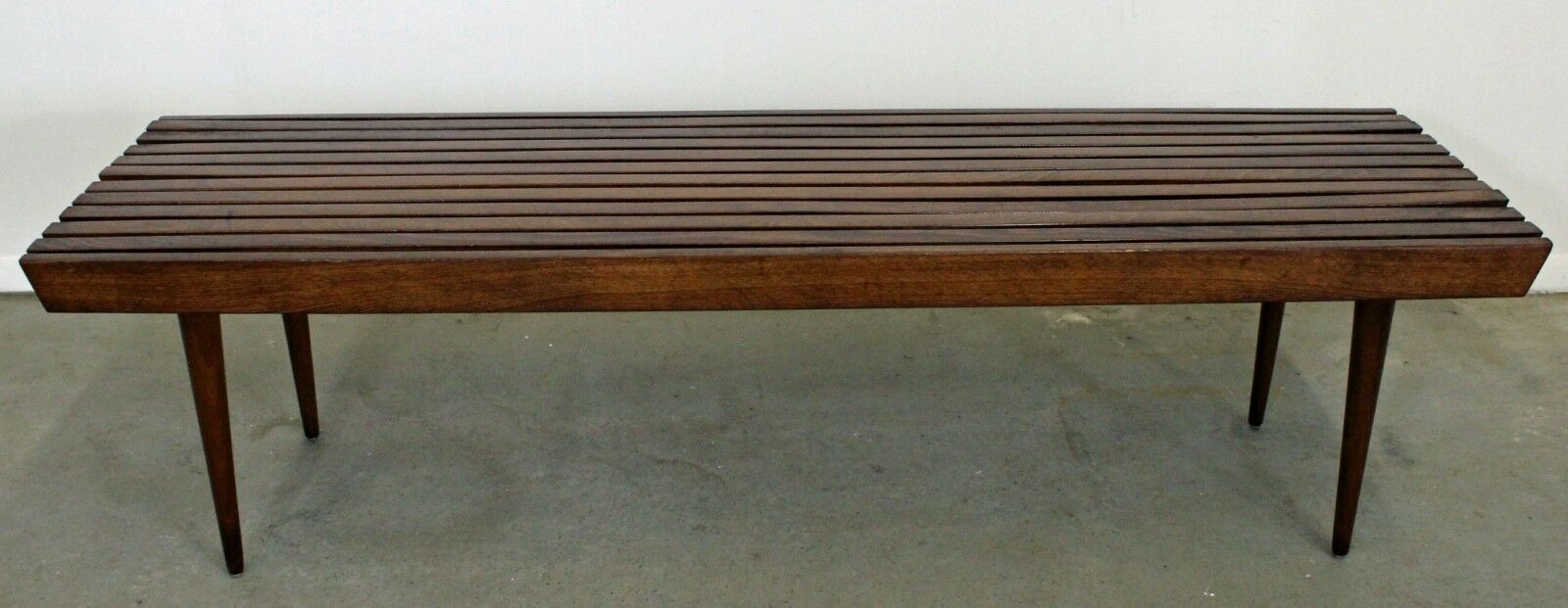 Mid-Century Danish Modern Walnut Slat Bench Coffee Table