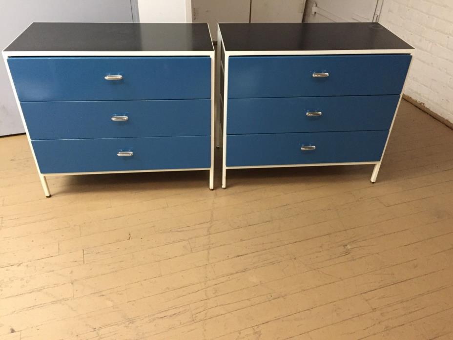 Mid-Century George Nelson for Herman Miller Blue Lacquer three drawer dressers
