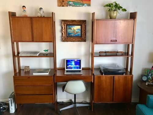 Mid Century Modern Teak Wall Unit, Modular Wall Shelving System