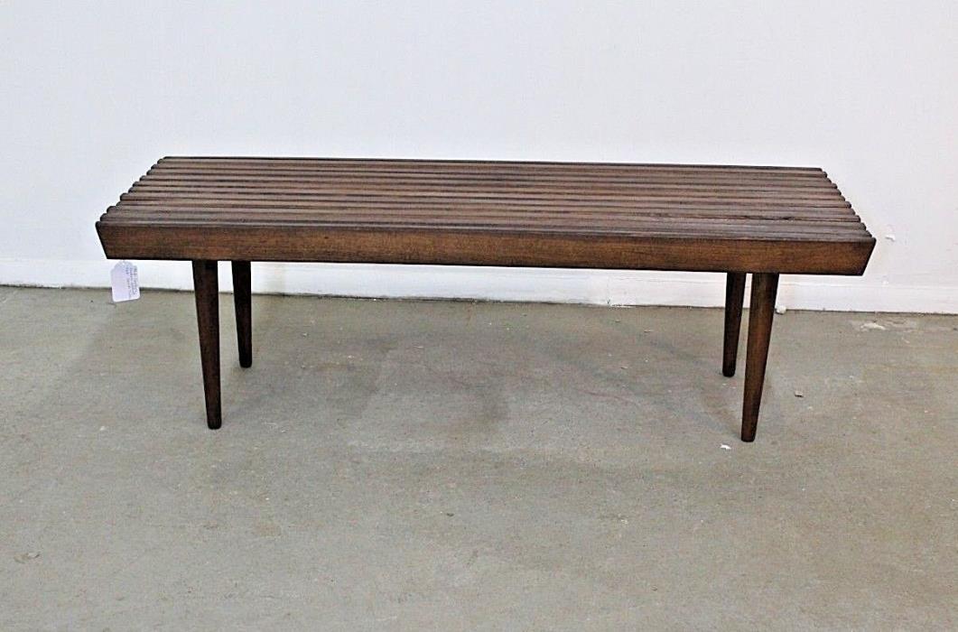 Mid-Century Modern Walnut Slat Bench Coffee Table