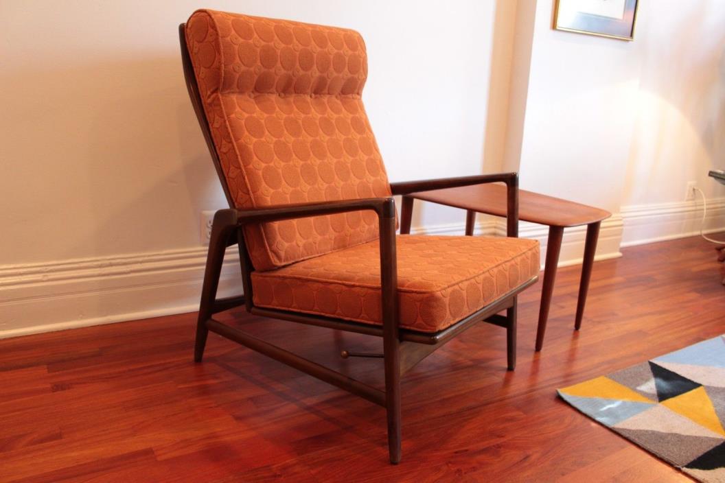 Ib Kofod-Larsen Reclining Lounge Chair for Selig Vintage Danish Modern MCM