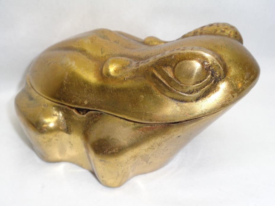 VTG BULL FROG SCULPTURE ASHTRAY BOX MCM EAMES ERA DECOR GARDEN TOAD ART DECO