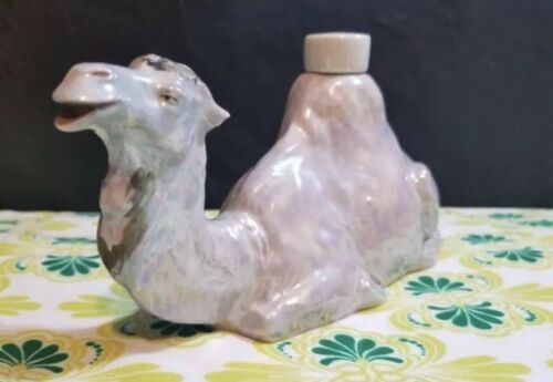 Vintage Lustreware Camel Decanter / Porcelein Bottle Made In Germany 1920s