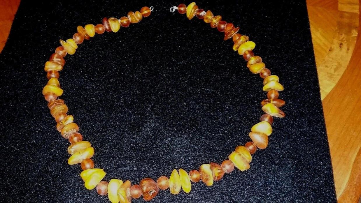 AUTHENTIC BALTIC AMBER NECKLACE BUTTERSCOTCH & HONEY AMBER 59.1 GRAM, 22