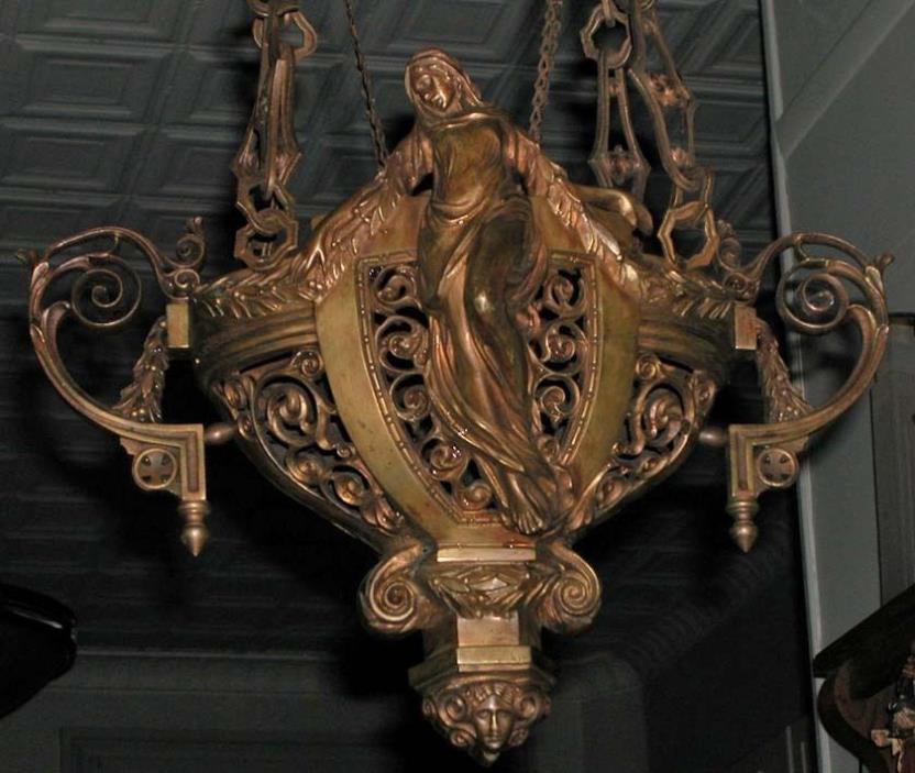 Bronze Antique French Sanctuary Lamp -Very Rare Religious antique