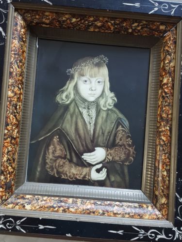 1800s Litho Portrait Of Young Boy Blue Eyes