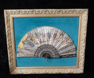 BEAUTIFUL ANTIQUE VICTORIAN  HAND PAINTED SILK HAND FAN