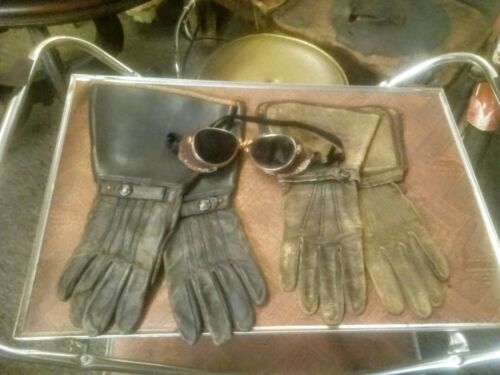 Victorian Riding Gloves Leather Driving  1800's & glasses