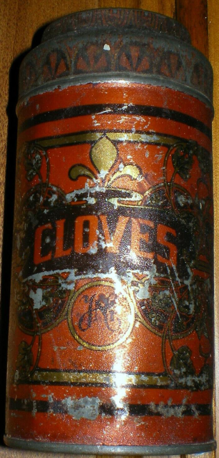 Antique YMC CLOVES Spice Tin Canister