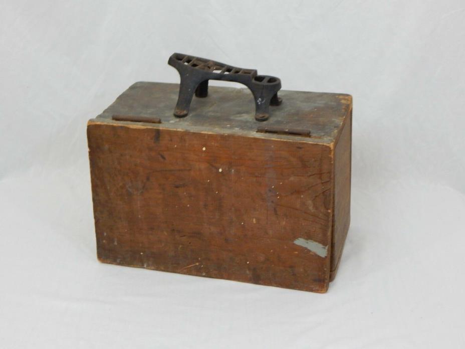 Antique Primitive Homemade Shoe Shine box w/Cast Iron Star Footrest