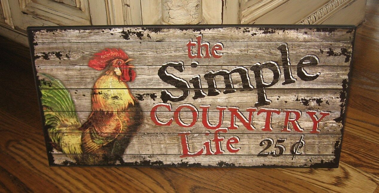 ROOSTER Wood Wall SIGN*Primitive/French Country/Urban Farmhouse Chicken Decor